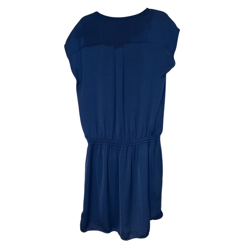 Vince navy Blue Drawstring Waist Short Sleeve Shift shirt Dress Womens Medium - Picture 3 of 9